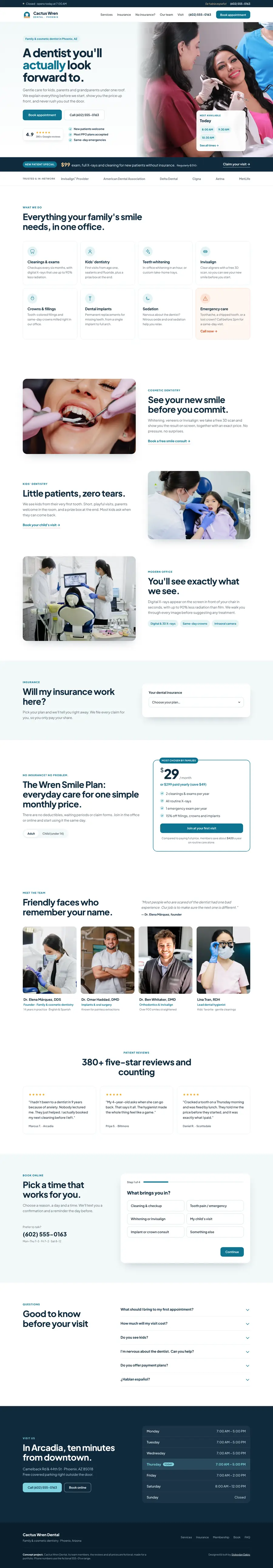 Cactus Wren Dental website homepage